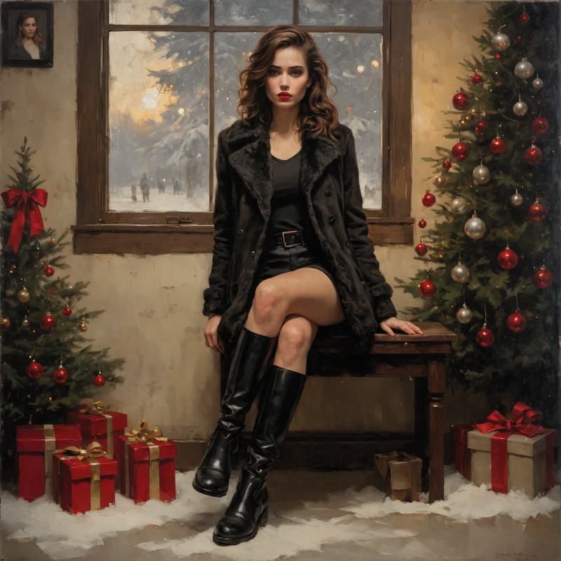 31075259-2084045067-art by Casey Baugh, woman made of christmas, full body, boots.png